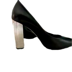Michael Kors black and sliver block heels, size 7